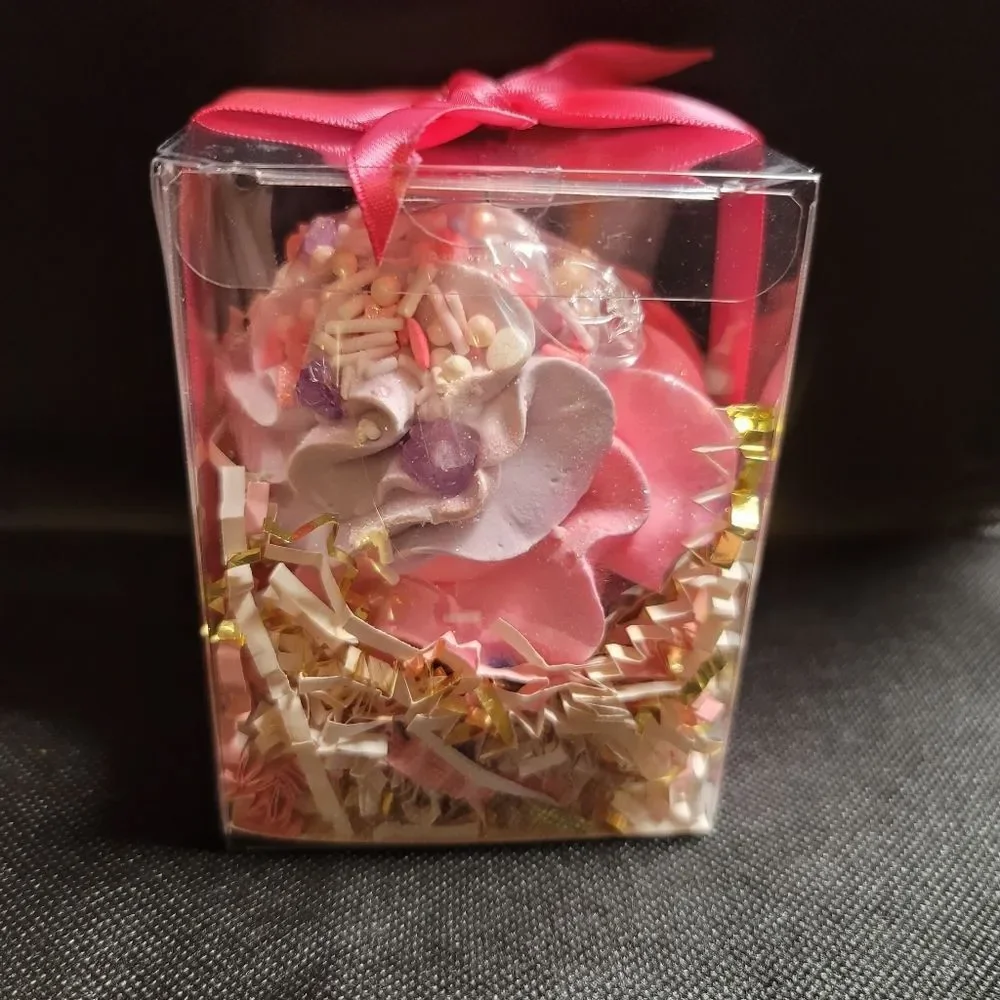 Bath Bomb - Cupcake With Pink and Yellow Icing and Sprinkles - Sleep Easy